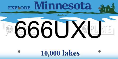 666UXU Minnesota License Plate