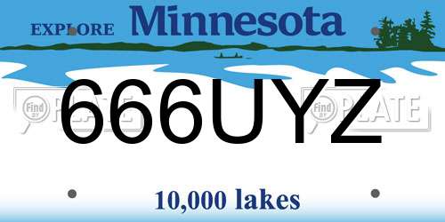 666UYZ Minnesota License Plate