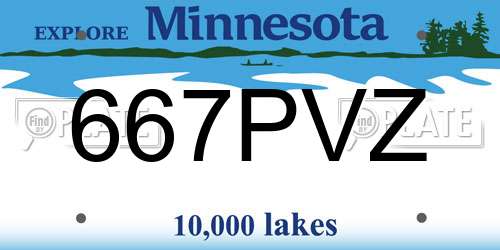 667PVZ Minnesota License Plate