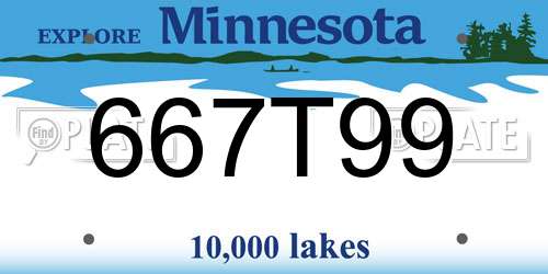 667T99 Minnesota License Plate