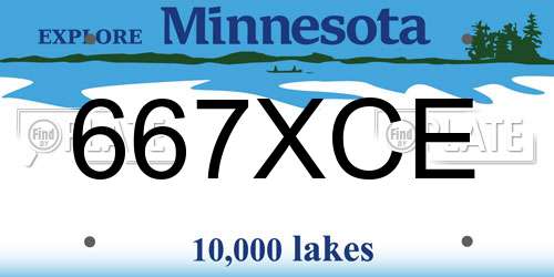 667XCE Minnesota License Plate