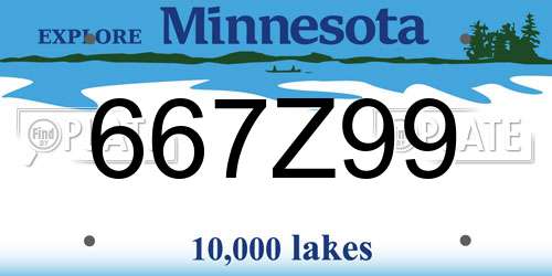 667Z99 Minnesota License Plate