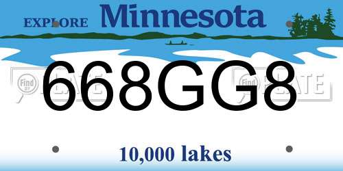 668GG8 Minnesota License Plate