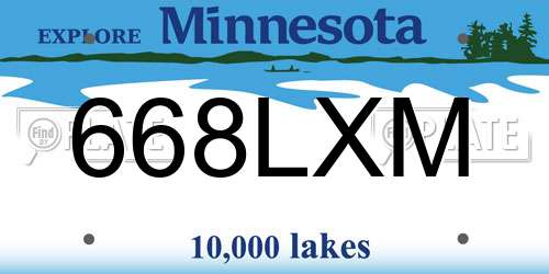 668LXM Minnesota License Plate