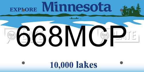 668MCP Minnesota License Plate