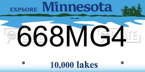 668MG4 Minnesota License Plate