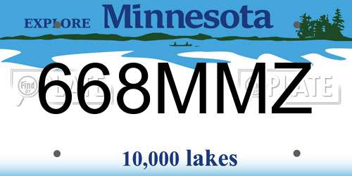 668MMZ Minnesota License Plate