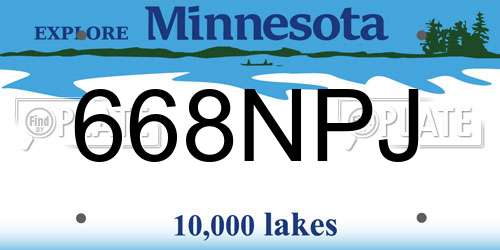 668NPJ Minnesota License Plate