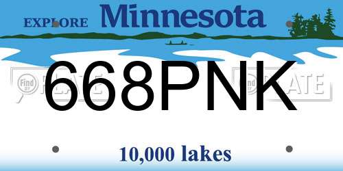 668PNK Minnesota License Plate