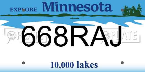 668RAJ Minnesota License Plate