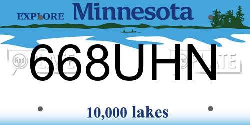 668UHN Minnesota License Plate