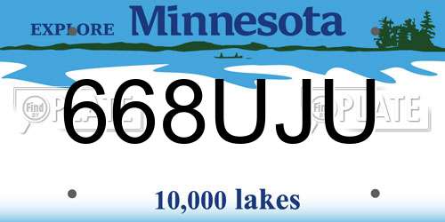 668UJU Minnesota License Plate