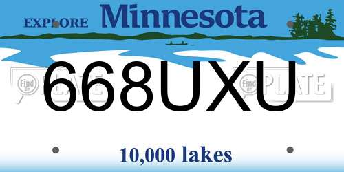 668UXU Minnesota License Plate