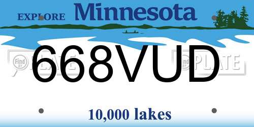 668VUD Minnesota License Plate