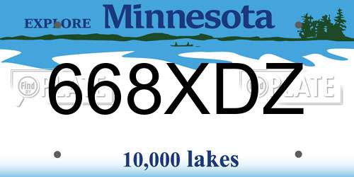 668XDZ Minnesota License Plate