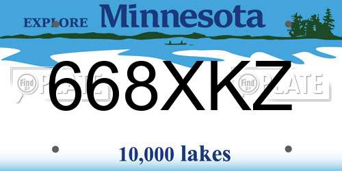 668XKZ Minnesota License Plate