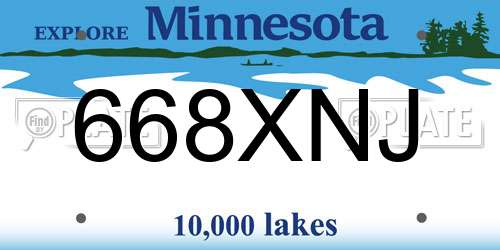 668XNJ Minnesota License Plate