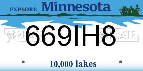 669IH8 Minnesota License Plate