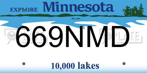 669NMD Minnesota License Plate