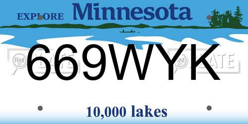 669WYK Minnesota License Plate
