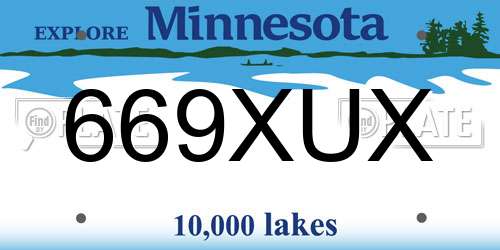 669XUX Minnesota License Plate