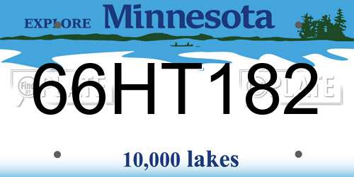 66HT182 Minnesota License Plate