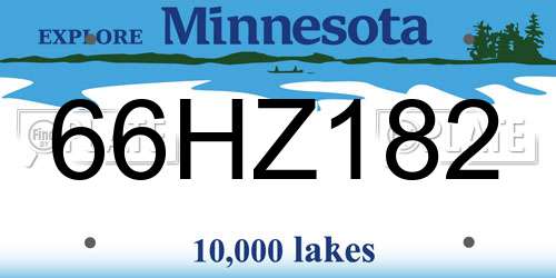 66HZ182 Minnesota License Plate