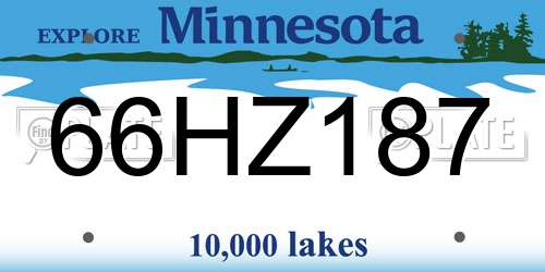 66HZ187 Minnesota License Plate