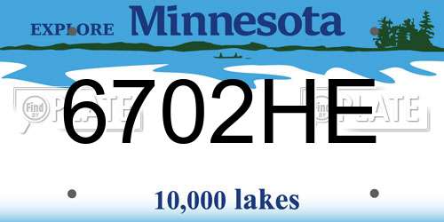 6702HE Minnesota License Plate