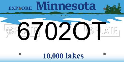 6702OT Minnesota License Plate