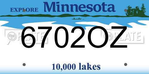 6702OZ Minnesota License Plate