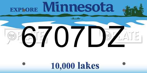 6707DZ Minnesota License Plate