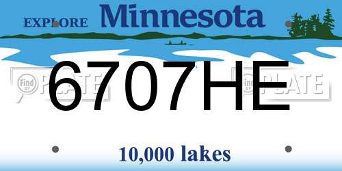 6707HE Minnesota License Plate