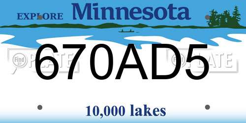 670AD5 Minnesota License Plate