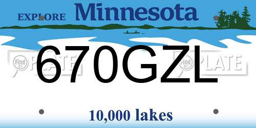 670GZL Minnesota License Plate