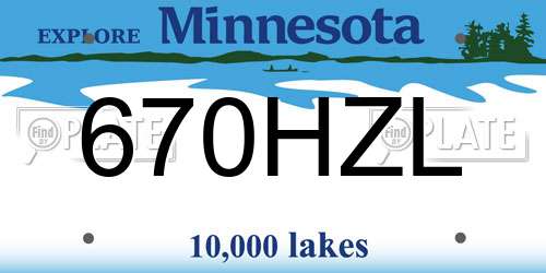 670HZL Minnesota License Plate