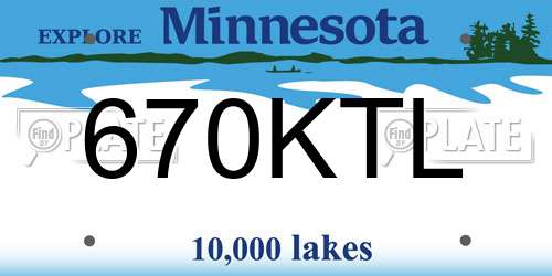 670KTL Minnesota License Plate