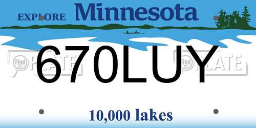 670LUY Minnesota License Plate