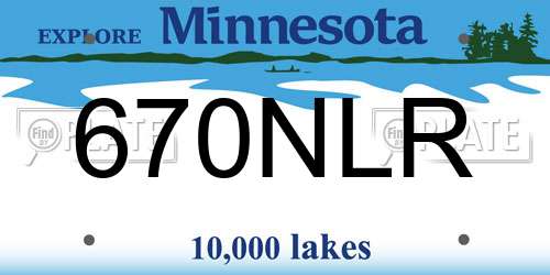 670NLR Minnesota License Plate