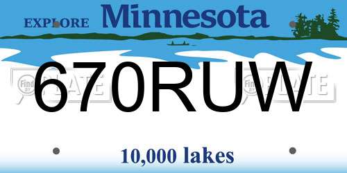 670RUW Minnesota License Plate