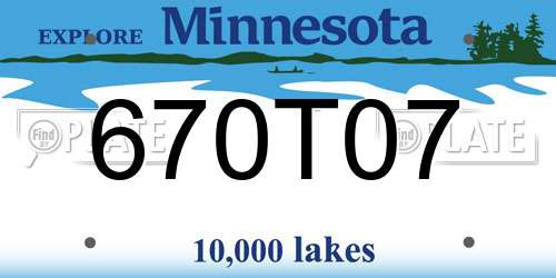 670T07 Minnesota License Plate