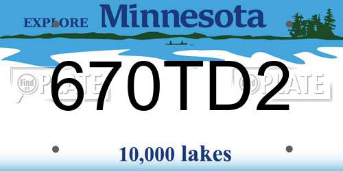 670TD2 Minnesota License Plate