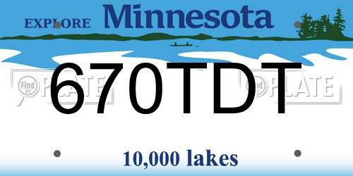 670TDT Minnesota License Plate