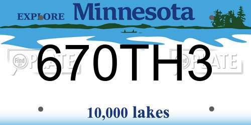 670TH3 Minnesota License Plate