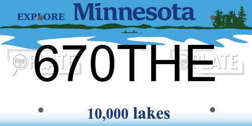 670THE Minnesota License Plate