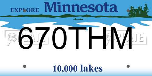 670THM Minnesota License Plate