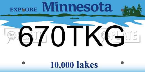 670TKG Minnesota License Plate