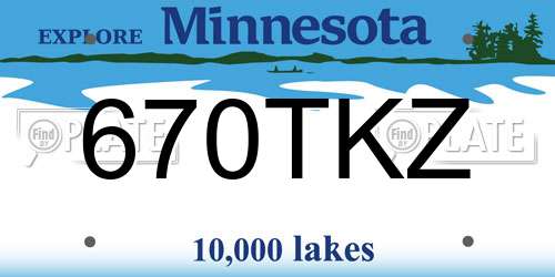 670TKZ Minnesota License Plate