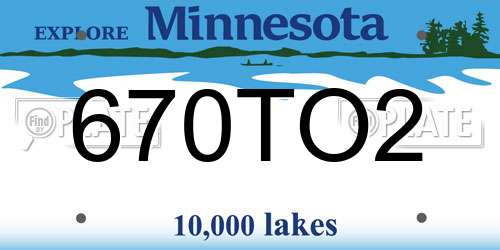 670TO2 Minnesota License Plate
