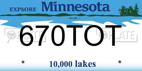 670TOT Minnesota License Plate